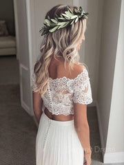 A-Line Off-the-Shoulder Floor-Length Tulle Wedding Dresses
