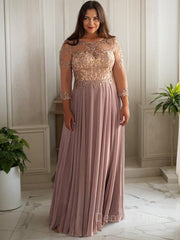 A-Line Scoop Floor-Length Chiffon Mother of the Bride Dresses For Black girls With Pleats