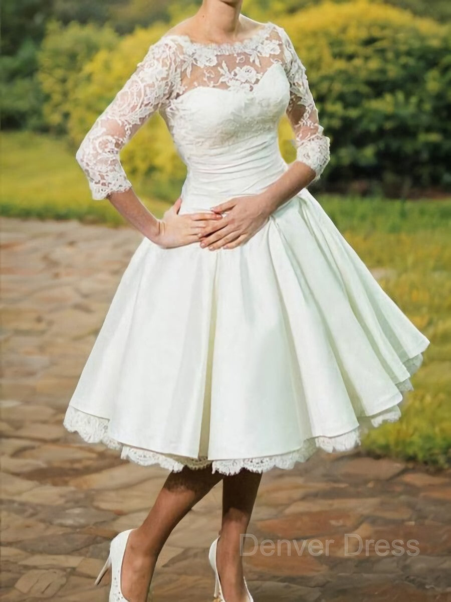 A-Line Scoop Knee-Length Stretch Crepe Wedding Dresses