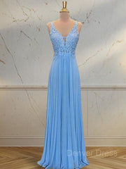 A-Line Spaghetti Straps Floor-Length Chiffon Prom Dresses For Black girls With Appliques Lace