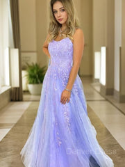 A-Line Spaghetti Straps Sweep Train Tulle Prom Dresses For Black girls With Appliques Lace
