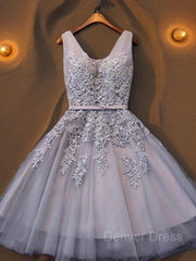 A-Line Straps Short Tulle Homecoming Dresses For Black girls With Appliques Lace
