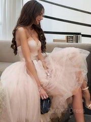 A-Line Sweetheart Tea-Length Tulle Homecoming Dresses For Black girls With Sash