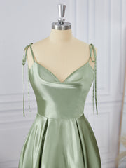 A-line Silk Like Satin Spaghetti Straps Short/Mini Dress