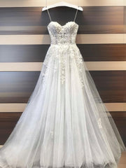 A-line Sweetheart Appliques Lace Floor-Length Lace Wedding Dress