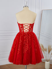 A-line Tulle Sweetheart Appliques Lace Corset Short/Mini Dress