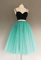 A Line Two Piece Homecoming Dresses For Black girls Short Tulle Prom Gowns