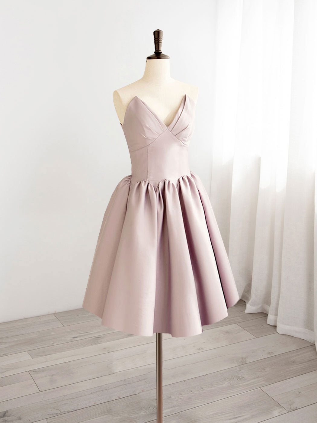 A-Line V Neck Pink Short Prom Dress Outfits For Girls, Pink Homecoming Dresses
