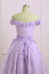 Adorable Lace Light Purple High Low Homecoming Dress Outfits For Girls, Cute Sweetheart Prom Dress