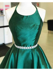 Backless Dark Green Short Prom Dresses For Black girls For Women, Short Dark Green Formal Homecoming Dresses