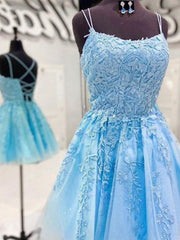 Backless Short Blue Lace Prom Dresses For Black girls For Women, Open Back Short Blue Lace Formal Graduation Dresses