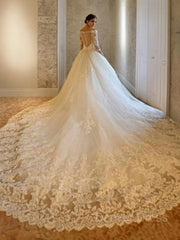 Ball Gown Off-the-Shoulder Cathedral Train Tulle Wedding Dresses For Black girls With Beading