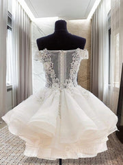 Ball Gown Off-the-Shoulder Short Organza Homecoming Dresses For Black girls With Appliques Lace