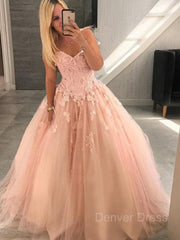Ball Gown Sweetheart Floor-Length Tulle Evening Dresses For Black girls With Appliques Lace