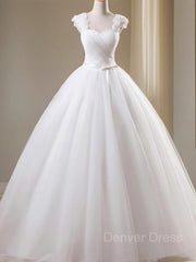 Ball Gown Sweetheart Floor-Length Tulle Wedding Dresses For Black girls With Beading
