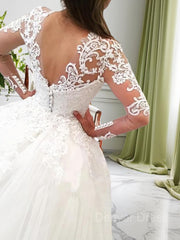Ball Gown V-neck Cathedral Train Tulle Wedding Dresses For Black girls With Appliques Lace