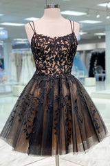 Black Lace Short Prom Dress Outfits For Girls, Cute A-Line Homecoming Party Dress