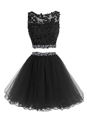 Black Two Piece Tulle Homecoming Dress Outfits For Girls, Lovely Party Dress
