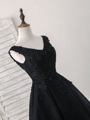 Black V Neck Lace V Neck Short Prom Dress Outfits For Girls, Black Homecoming Dress