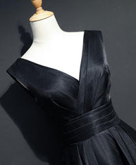 Simple Black V Neck Long Prom Dress, Black Evening Dress