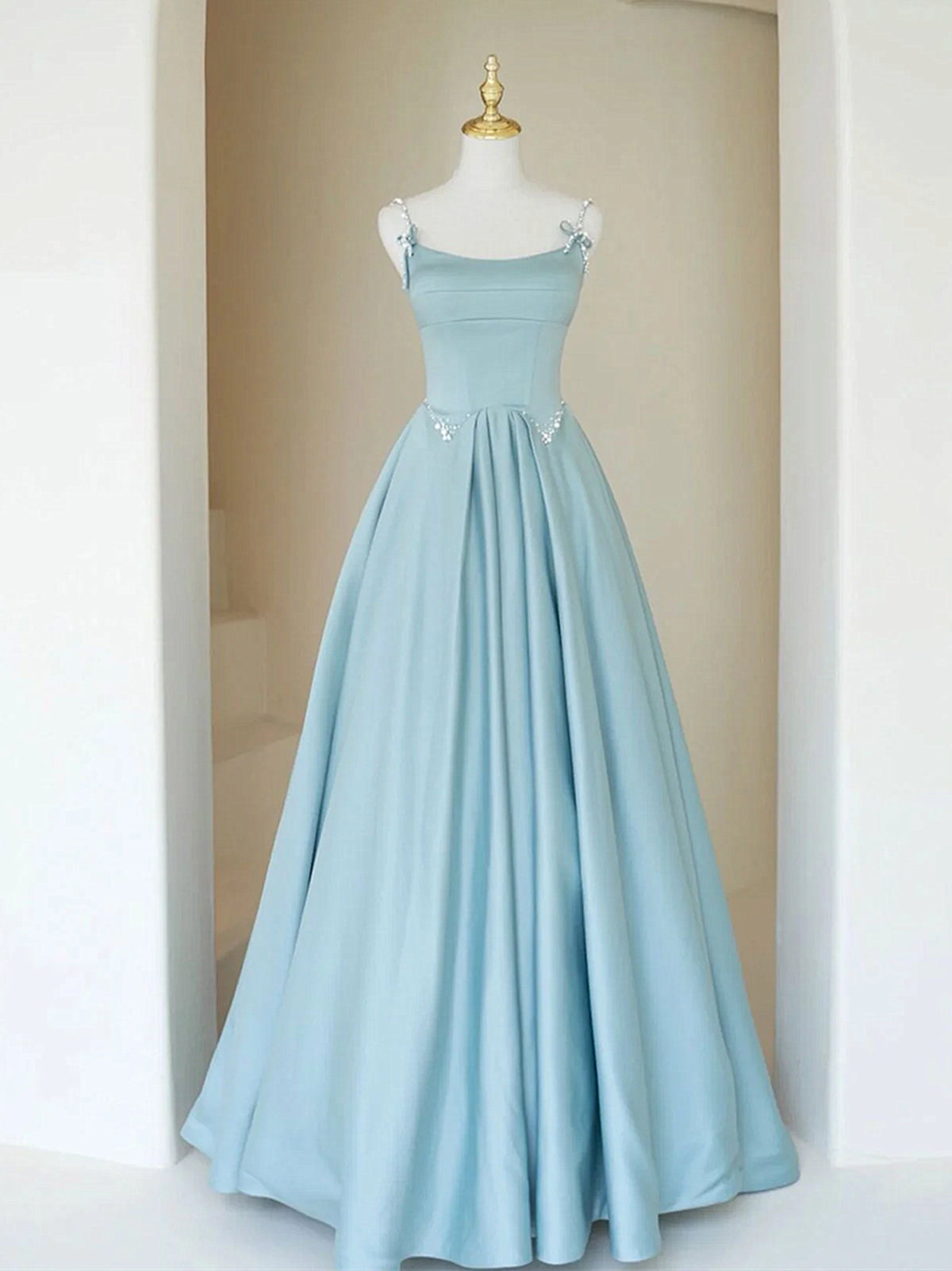 Blue Long Beaded Prom Dresses For Black girls For Women, Long Blue Beaded Formal Evening Dresses