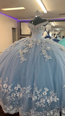 Blue Princess Prom Dress Outfits For Women Ball Gown Quinceanera Dresses For Black girls Long