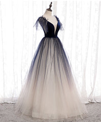 Blue Tulle Long Prom Dress Outfits For Women Blue Tulle Formal Dress