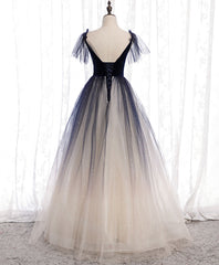 Blue Tulle Long Prom Dress Outfits For Women Blue Tulle Formal Dress