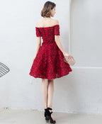 Cute Burgundy Short Prom Dress, Evening Dress