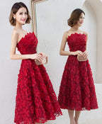 Cute Burgundy Short Prom Dress, Evening Dress