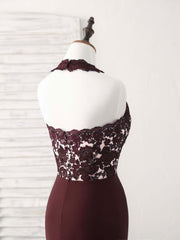 Burgundy Lace Mermaid Long Prom Dress Outfits For Women Burgundy Bridesmaid Dress