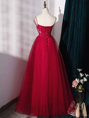 Burgundy Layered Tulle Long Prom Dresses For Black girls For Women, Wine Red Long Formal Evening Dresses