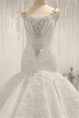 Cap Sleeves Sparkle Diamond Fit and Flare Wedding Dresses Online
