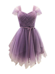 Purple Sweetheart Stretch Back Tulle Homecoming Dress