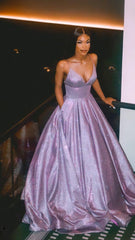 A Line Prom Evening Dress Purple Fashion Gown