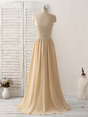 Champagne Sweetheart Neck Beads Long Prom Dress Outfits For Women Evening Dress