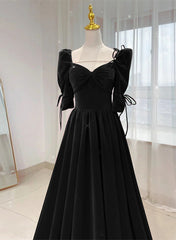 Charming A-line Velvet Long Party Dress Outfits For Girls, A-line Floor Length Wedding Party Dress