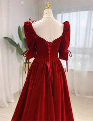 Charming A-line Velvet Long Party Dress Outfits For Girls, A-line Floor Length Wedding Party Dress