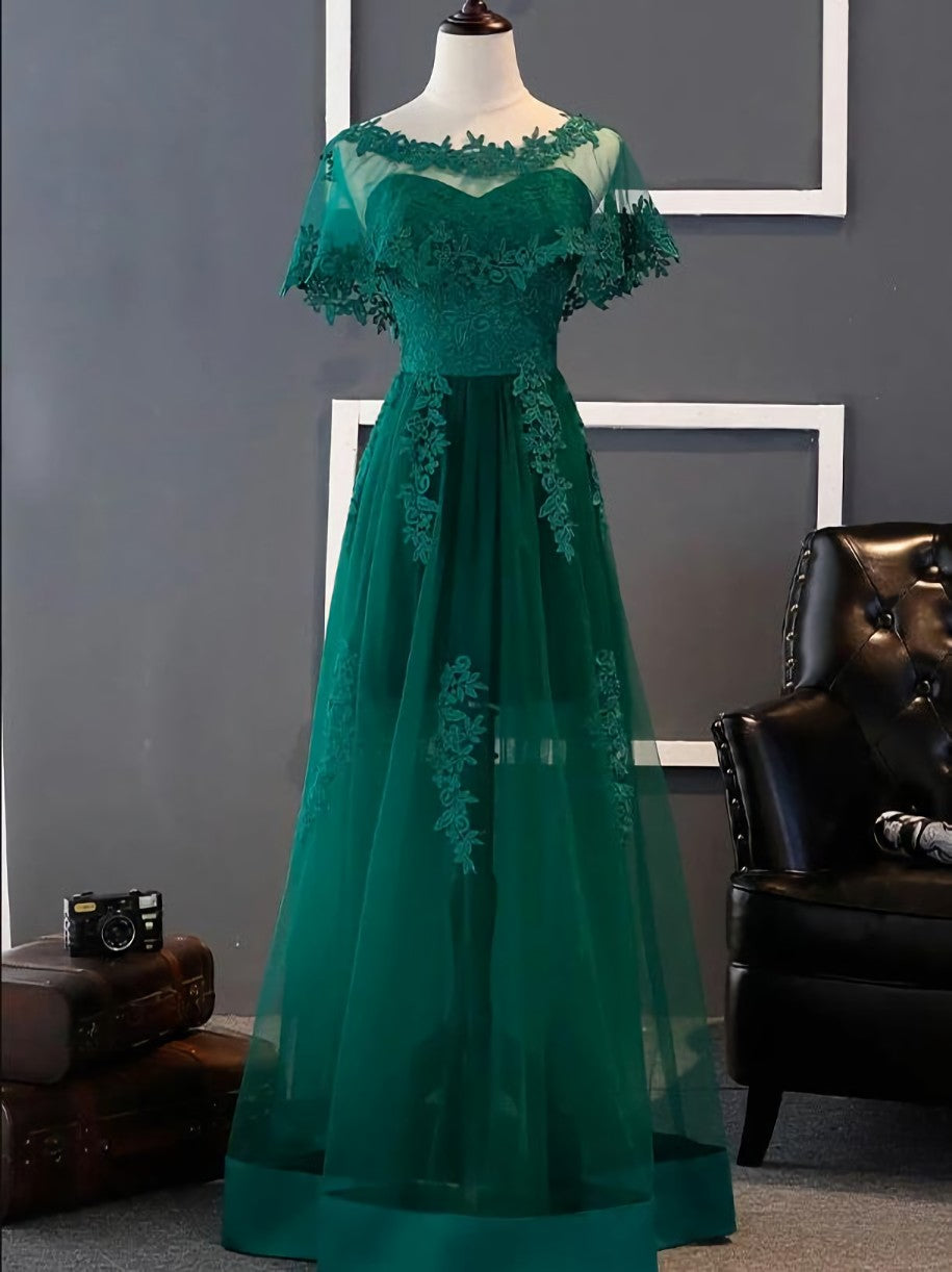 Charming Dark Green Long A-line Party Dress Outfits For Women , Bridesmaid Dress