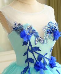 Cute A Line Blue Tulle Mini/Short Prom Dress Outfits For Girls, Blue Homecoming Dress