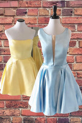 Cute A-line Short Yellow Homecoming Dress Outfits For Girls,Elegant Graduation Dresses