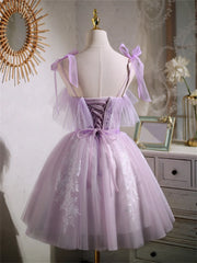 Cute Lavender Tulle Short Prom Dress Outfits For Girls, Lavender Homecoming Dress Outfits For Women 2022