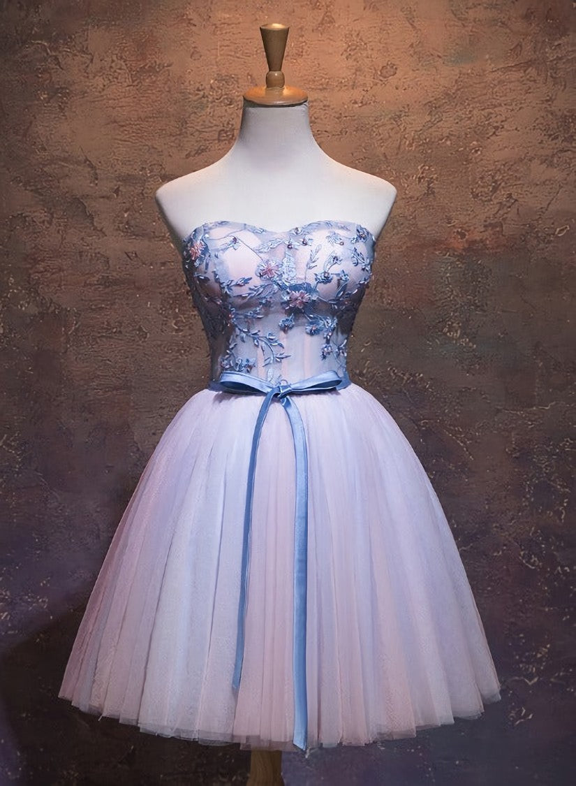 Cute Pink and Blue Homecoming Dress Outfits For Girls, Tulle Short Prom Dress
