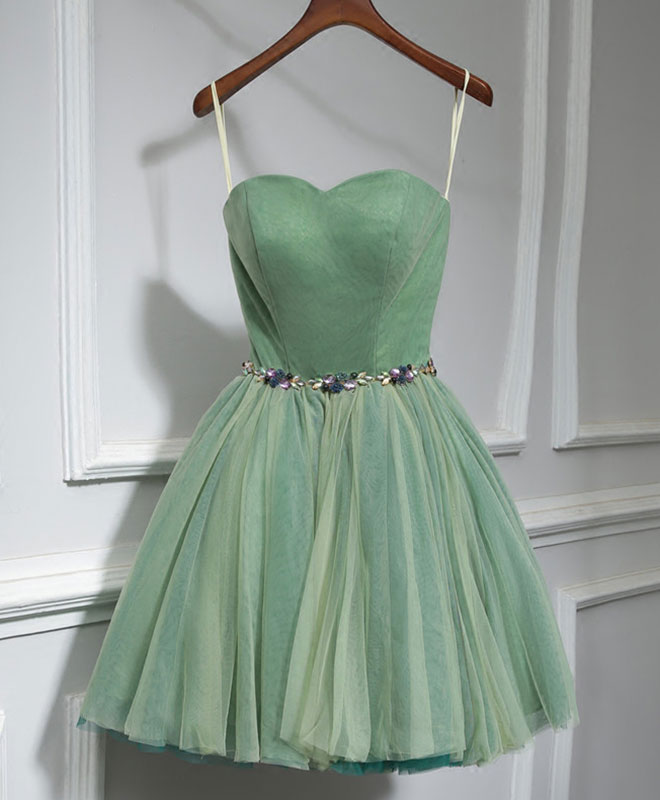 Cute Sweet Neck Short Prom Dress Outfits For Girls, Green Homecoming Dresses