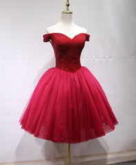Cute Tulle Beads Short Prom Dress Outfits For Girls, Tulle Homecoming Dress