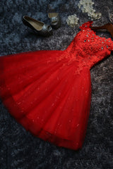 Cute Tulle Short A-Line Prom Dress Outfits For Girls, Off the Shoulder Homecoming Party Dress