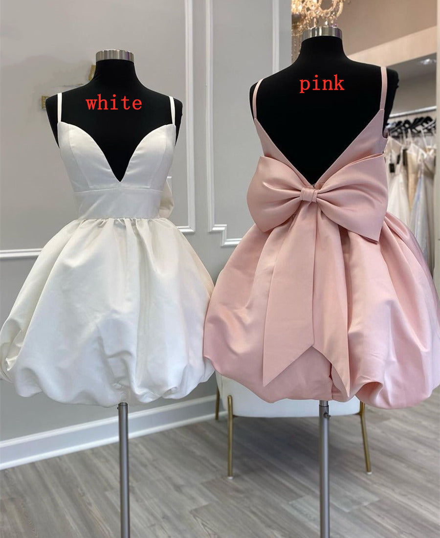 Cute V-Neck Short Party Cocktail Dress Outfits For Women with Bow