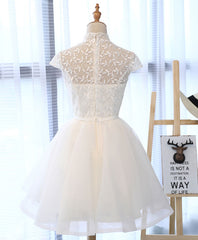 Cute White Lace Short Prom Dress Outfits For Girls, White Homecoming Dress