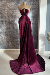 Designer Burgundy Velvet Long Sleeves Prom Dress Outfits For Women With Train,Gala Dresses For Black girls Elegant