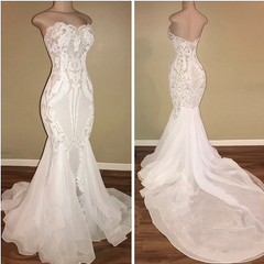 Different Sweetheart Mermaid White Summer Wedding Dresses on Sale